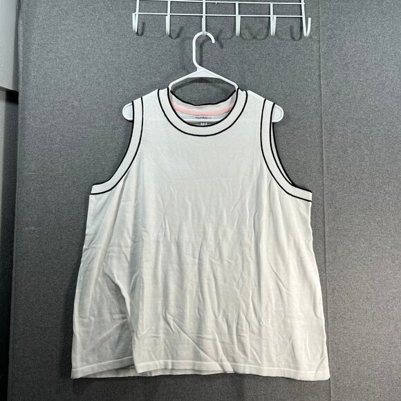 Isaac Mizrahi Live! Sleeveless Sweater with Tipped Trim White Size 2X - Picture 1 of 7